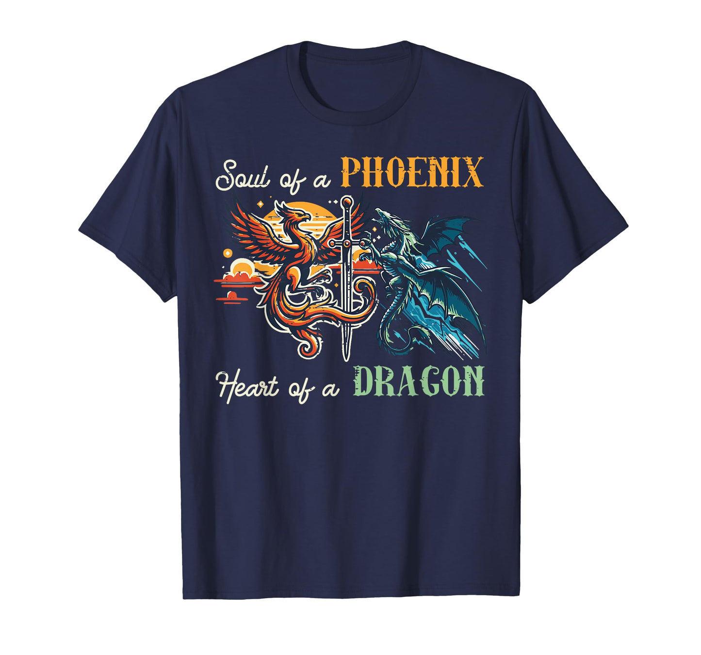 Soul of Phoenix Heart Dragon Fantasy Mythical Men Women Kids T-Shirt