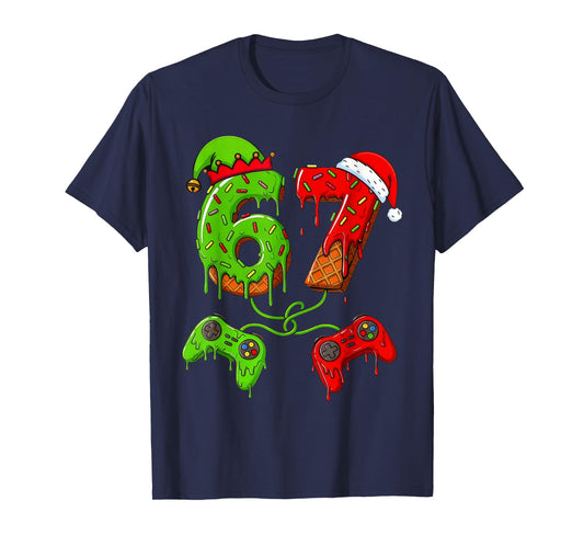 67 Ice Cream Drip Meme Gamer Six Seven Christmas Boys Kids T-Shirt