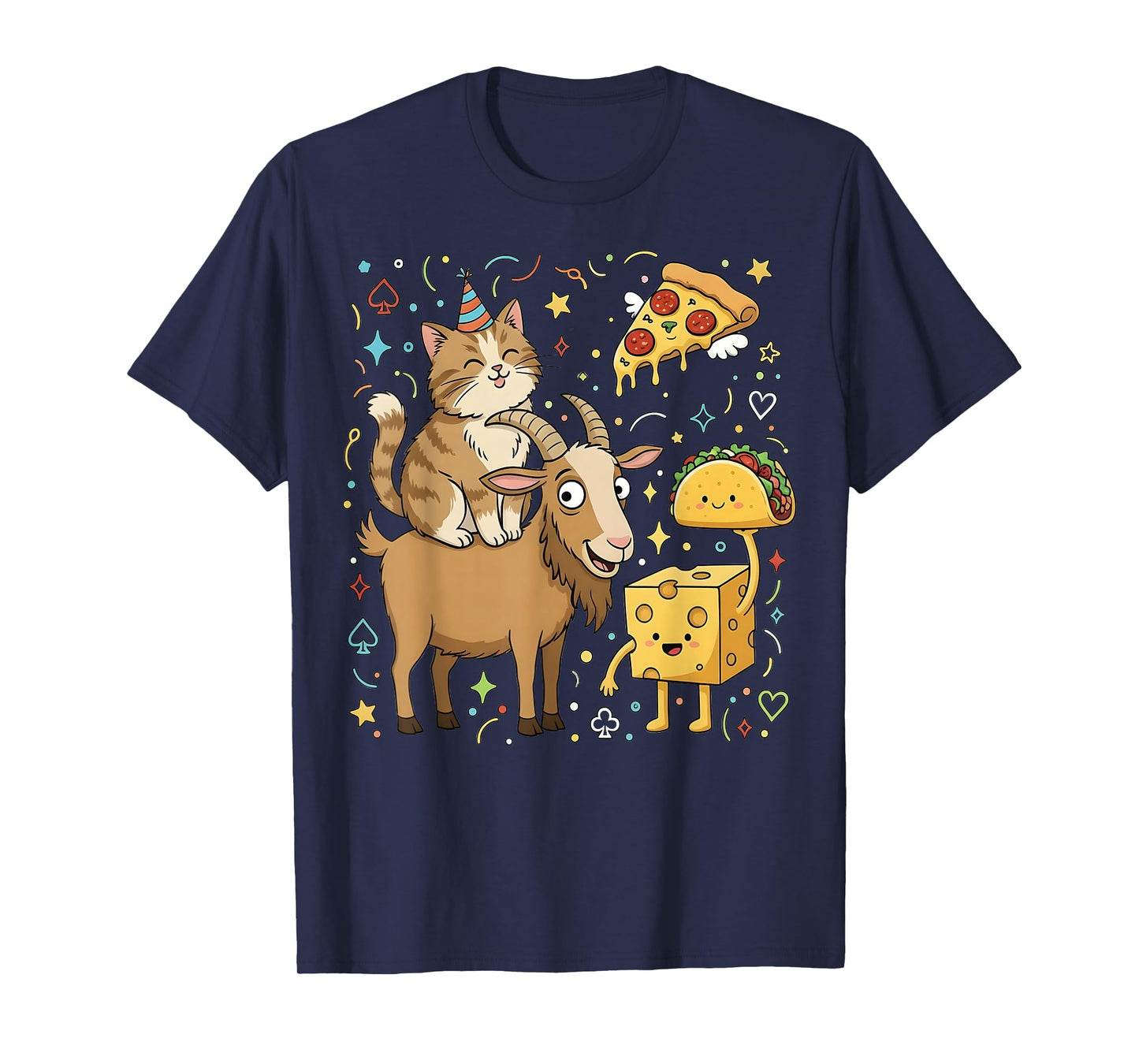 Taco Cat Goat Cartoon | Funny Goat Cheese Pizza Game Player T-Shirt