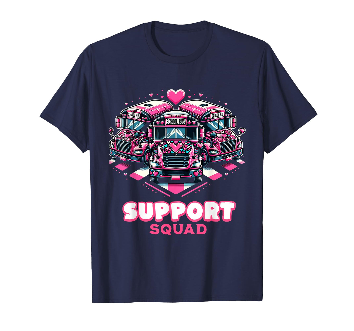 Support Squad Pink Leopard School Bus Driver Breast Cancer T-Shirt