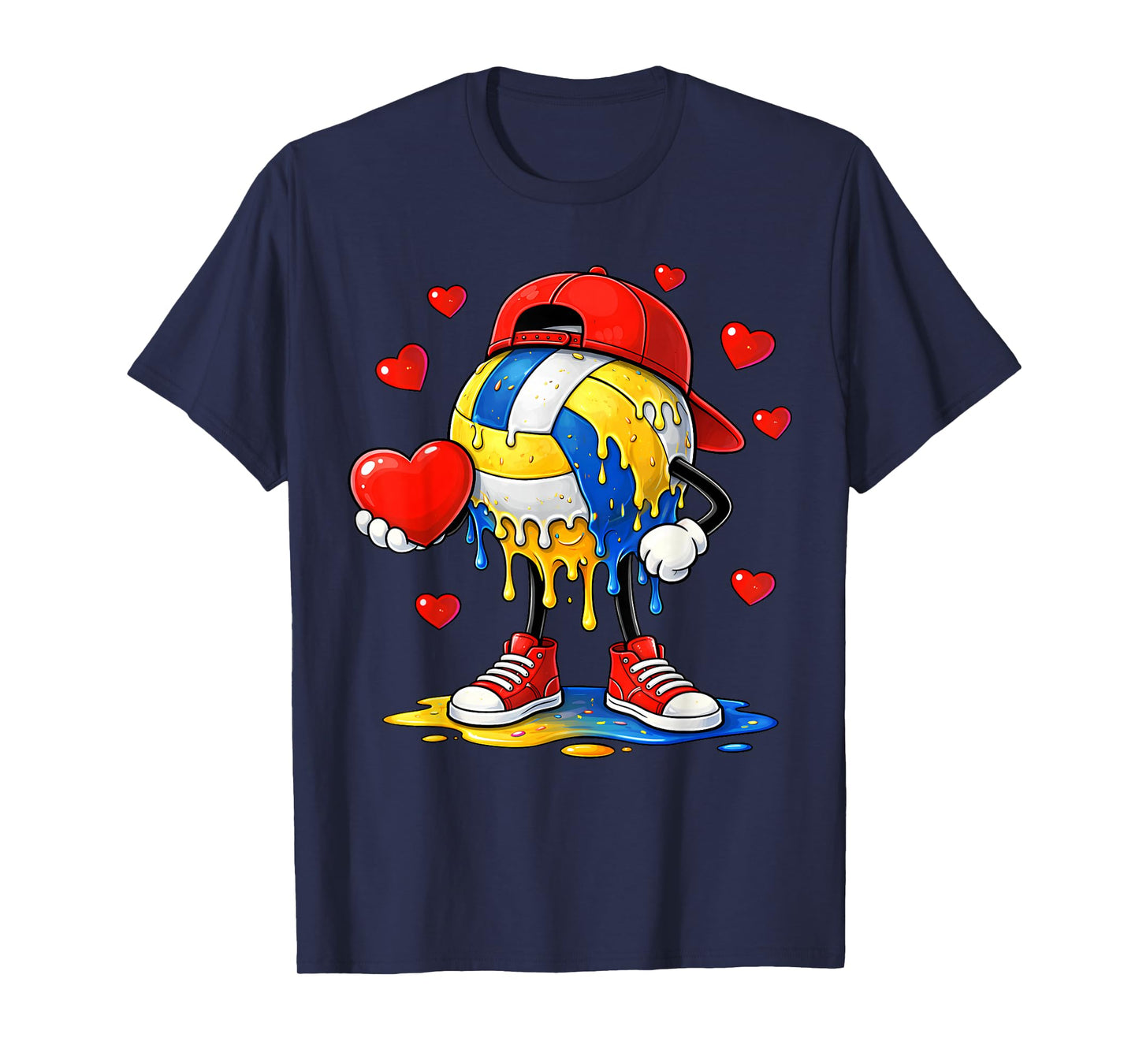 Valentine Volleyball Heart Drip Sport Valentines Day Boys T-Shirt