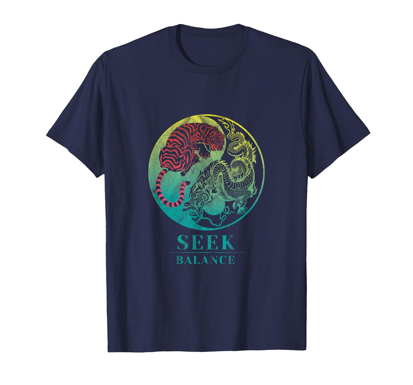 Yin Yang Symbol Dragon Tiger Seek Balance Male Female T-Shirt