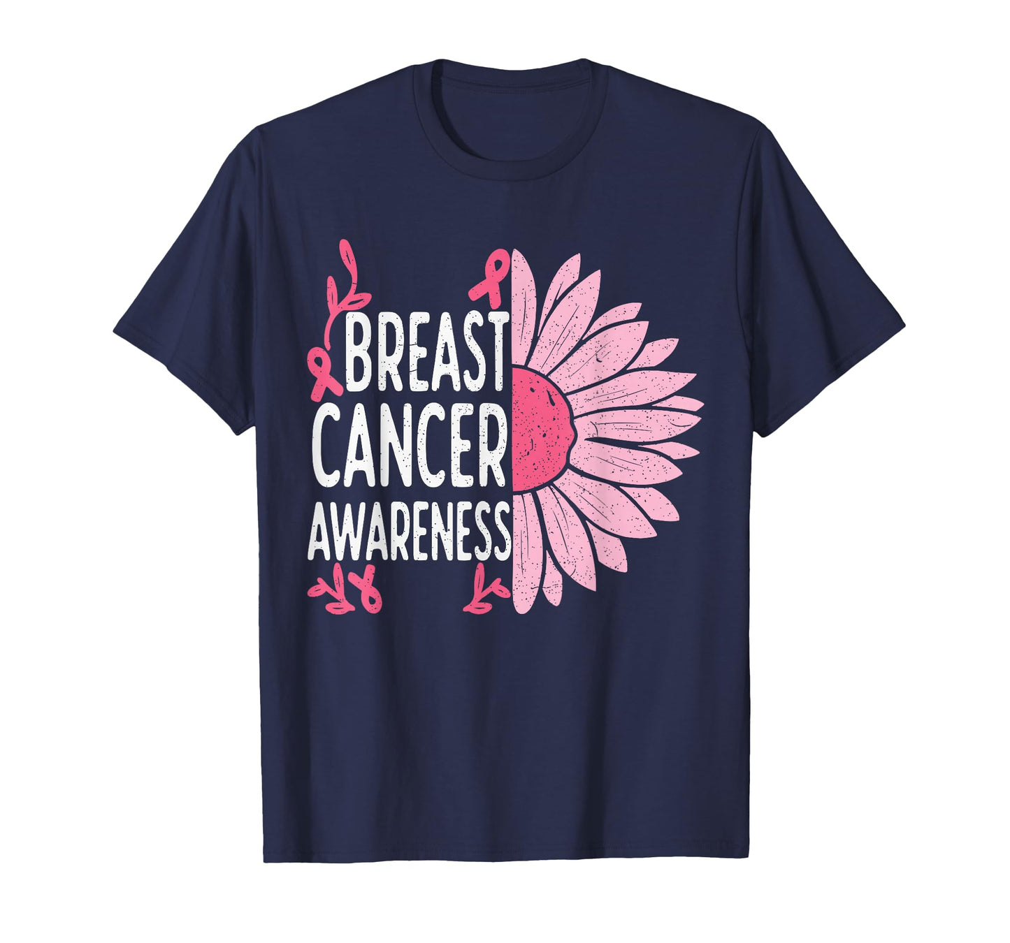Sunflower Pink Ribbon Breast Cancer Awareness T-Shirt