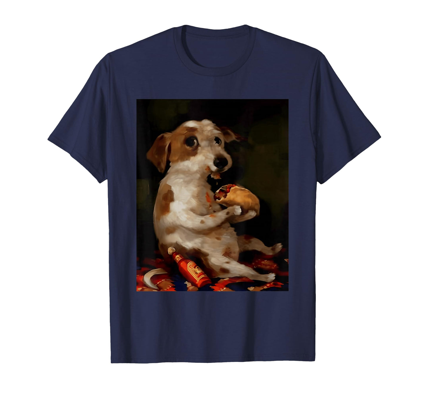 Funny Dog Chill with Taco Vintage Oil Painting Men Women T-Shirt