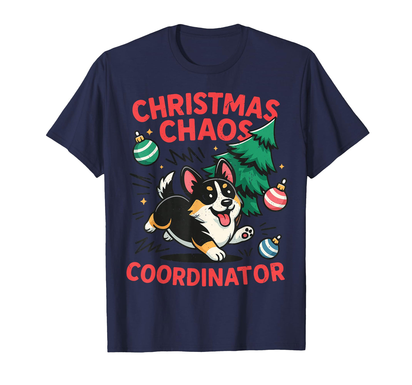 Funny Christmas Chaos Tri Color Corgi Pajama Costume Toddler T-Shirt