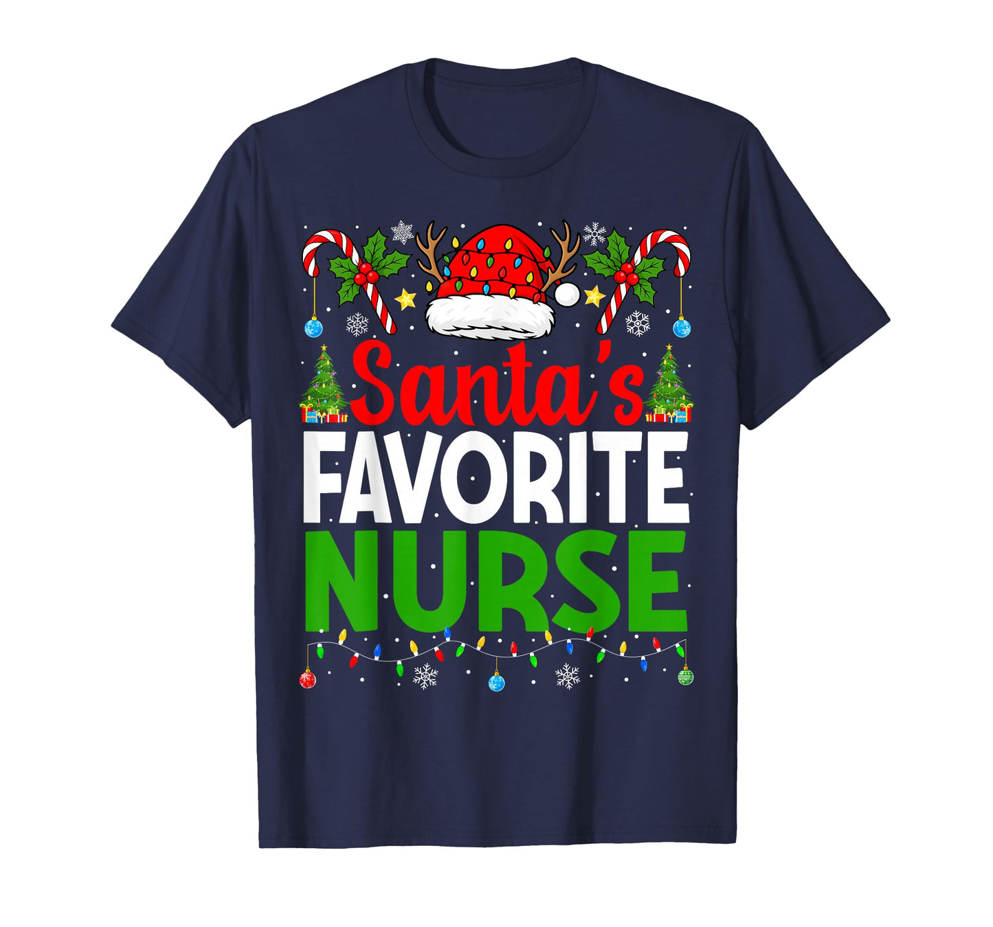 Santas Favorite Nurse RN Christmas Nursing Christmas Nurse T-Shirt