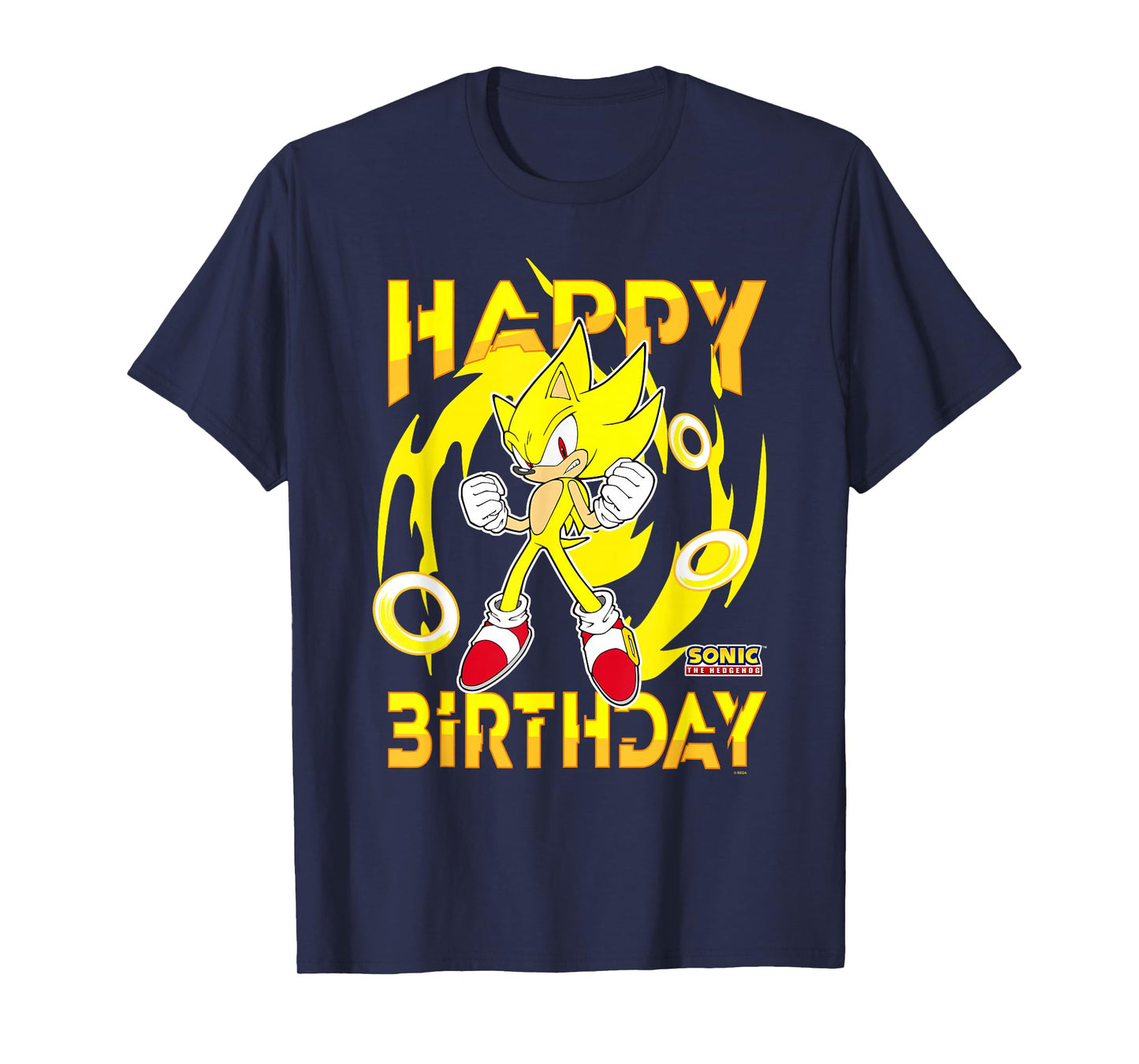 Sonic The Hedgehog Happy Birthday Super Sonic Chest Poster T-Shirt