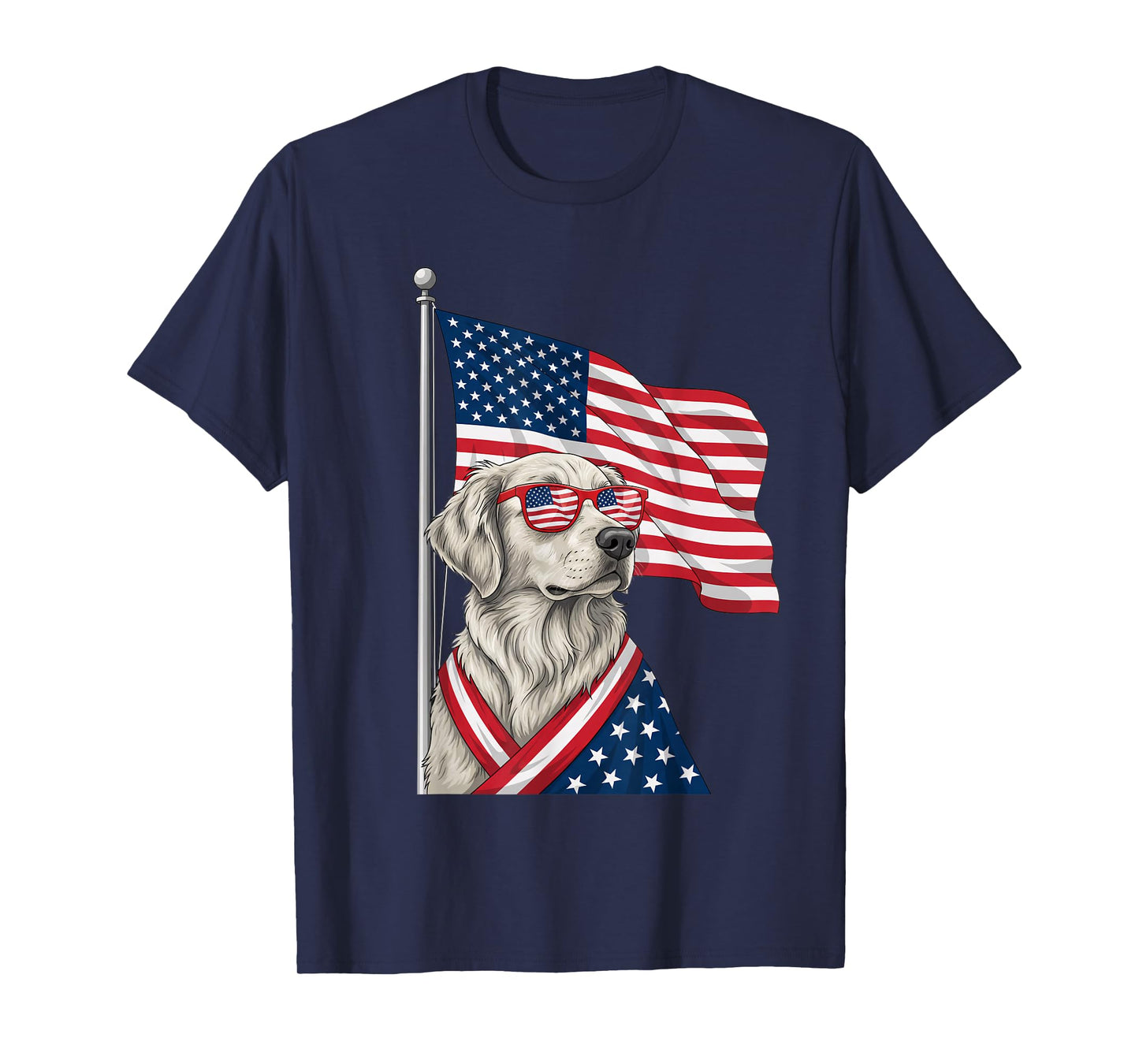 Dog Patriotic Dog American Flag Sunglasses - 4th of July Pri T-Shirt