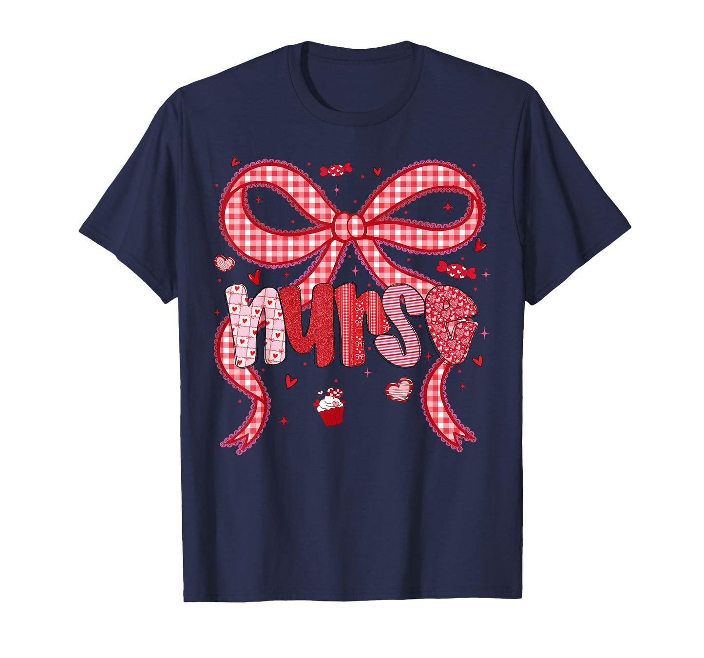 Valentine Nurse Coquette Bow Stethoscope Girl Women T-Shirt