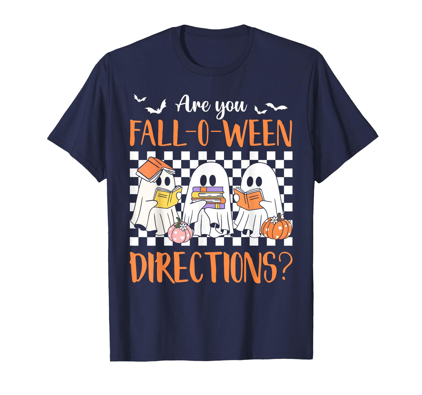Retro are You Fall O Ween Directions Teacher Halloween Ghost T-Shirt