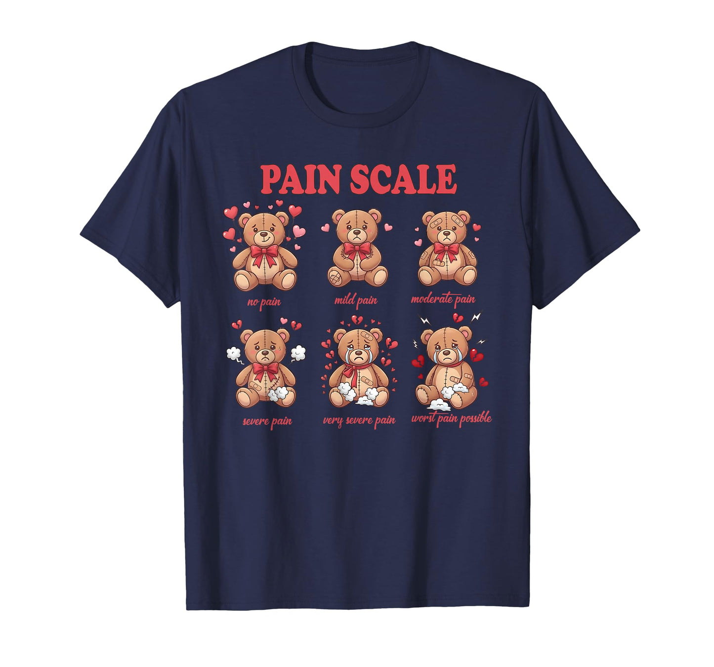 Funny Pain Scale Valentines Day Trauma Nurse Doctor Medical T-Shirt