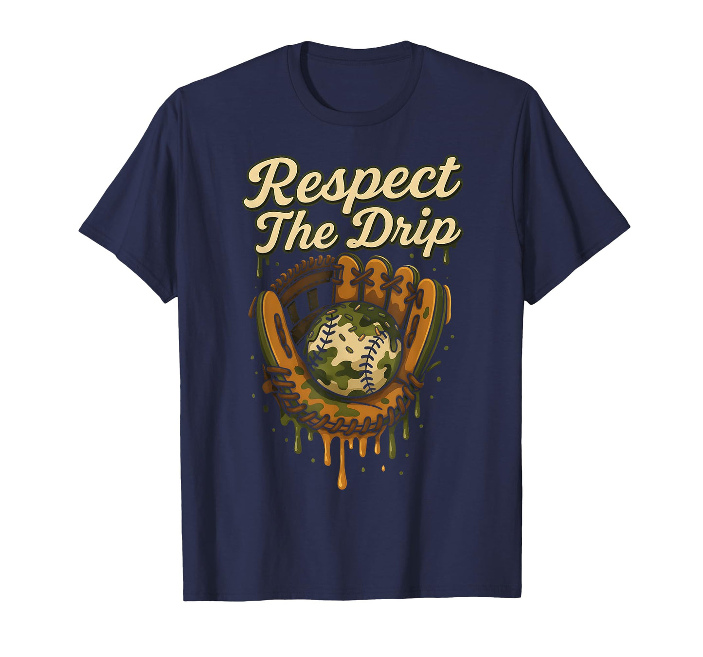 Baseball Drip Camo Baseball Glove Boys Sports Cool Game Day T-Shirt