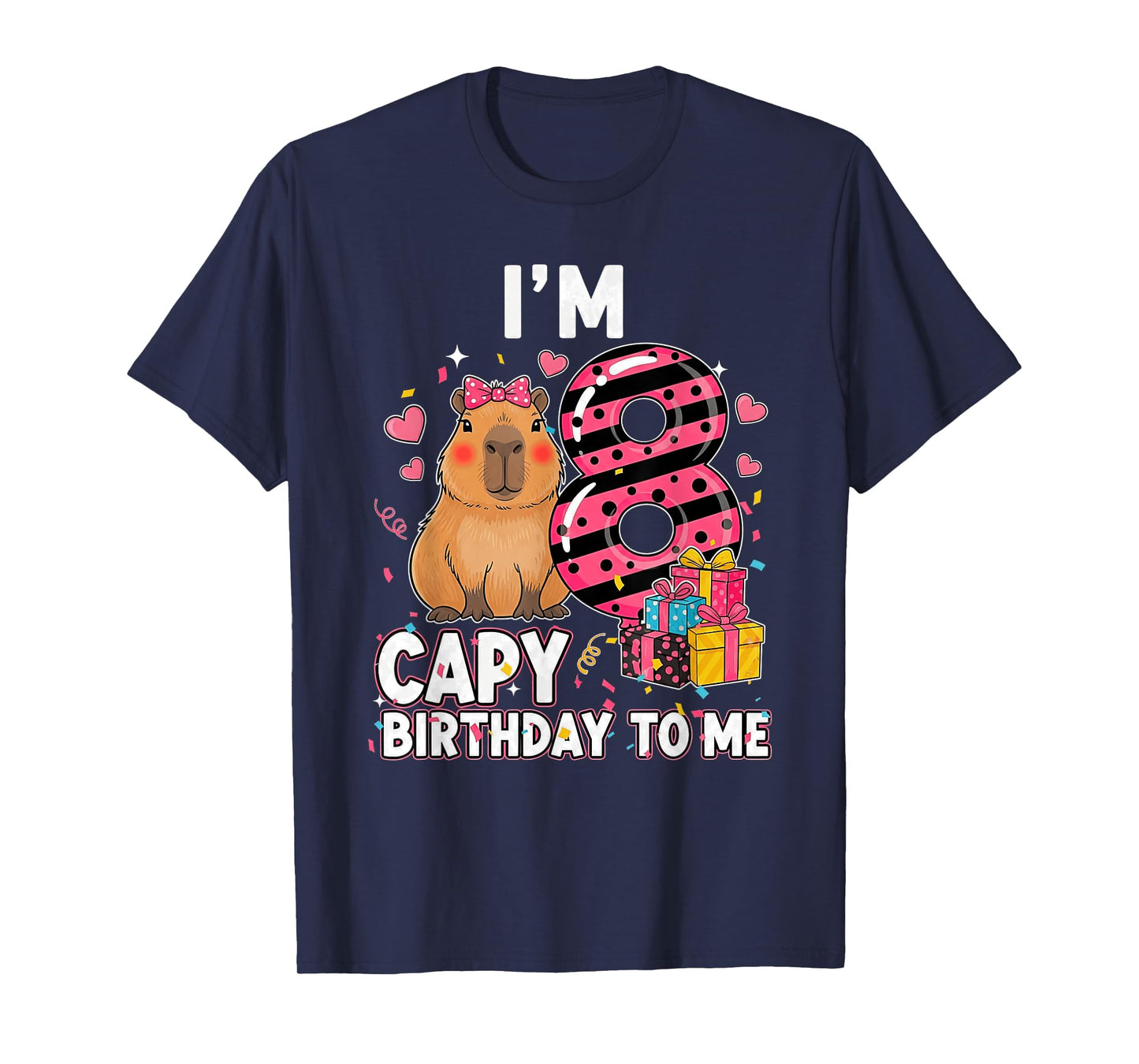 8 Years Capy Birthday to Me Girls 8th Birthday Capybara T-Shirt