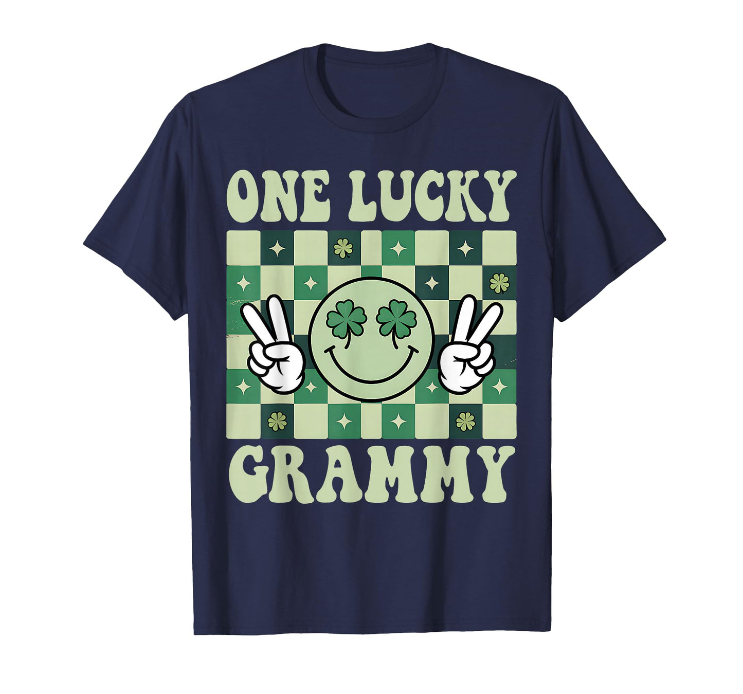 St Patricks Day Groovy Shamrock One Lucky Grammy Paddy's Day T-Shirt