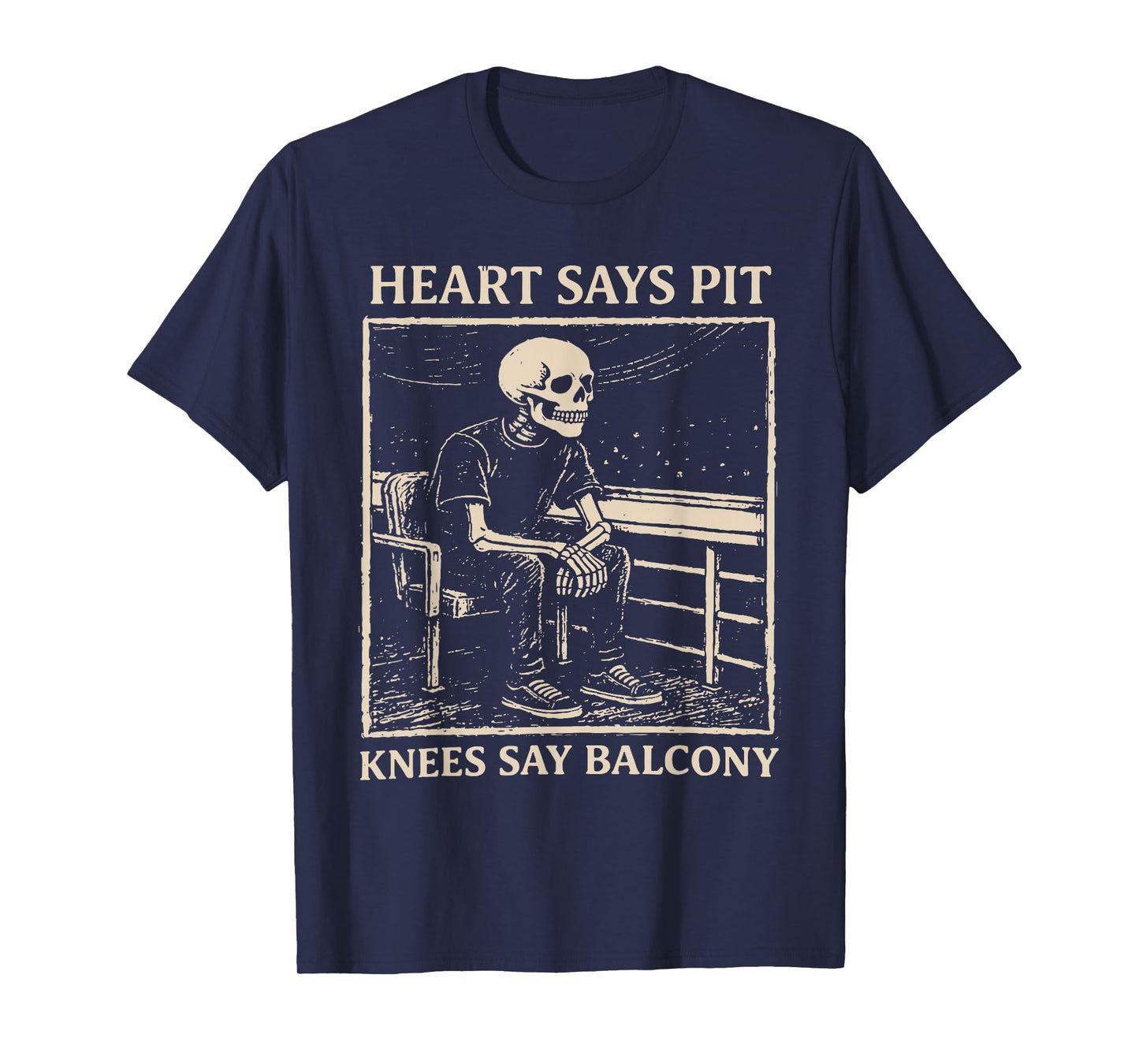 Heart Says Pit Knees Say Balcony Retro Vintage T-Shirt