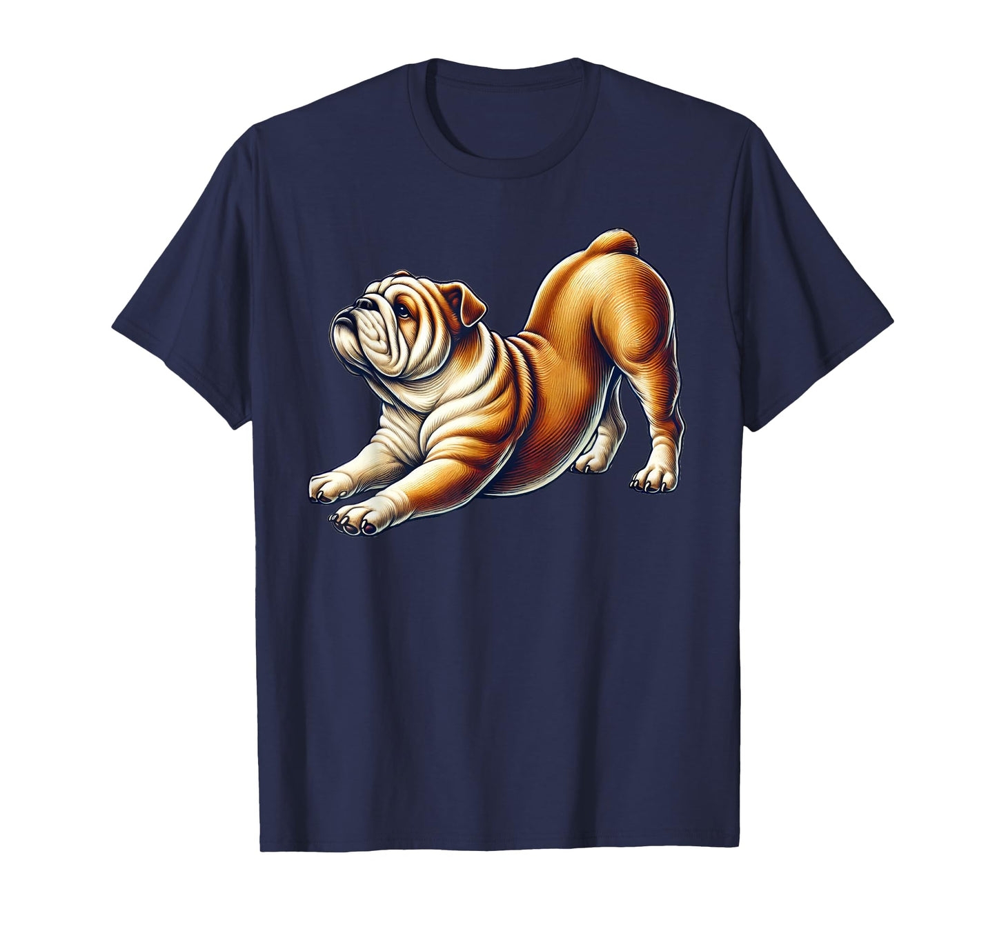 English Bulldog Dog Yoga Pose T-Shirt for Men Women Kids