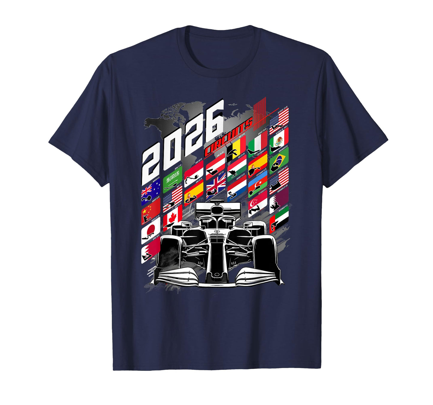 2026 Calendar Racing Circuit Schedule Gear Places T-Shirt