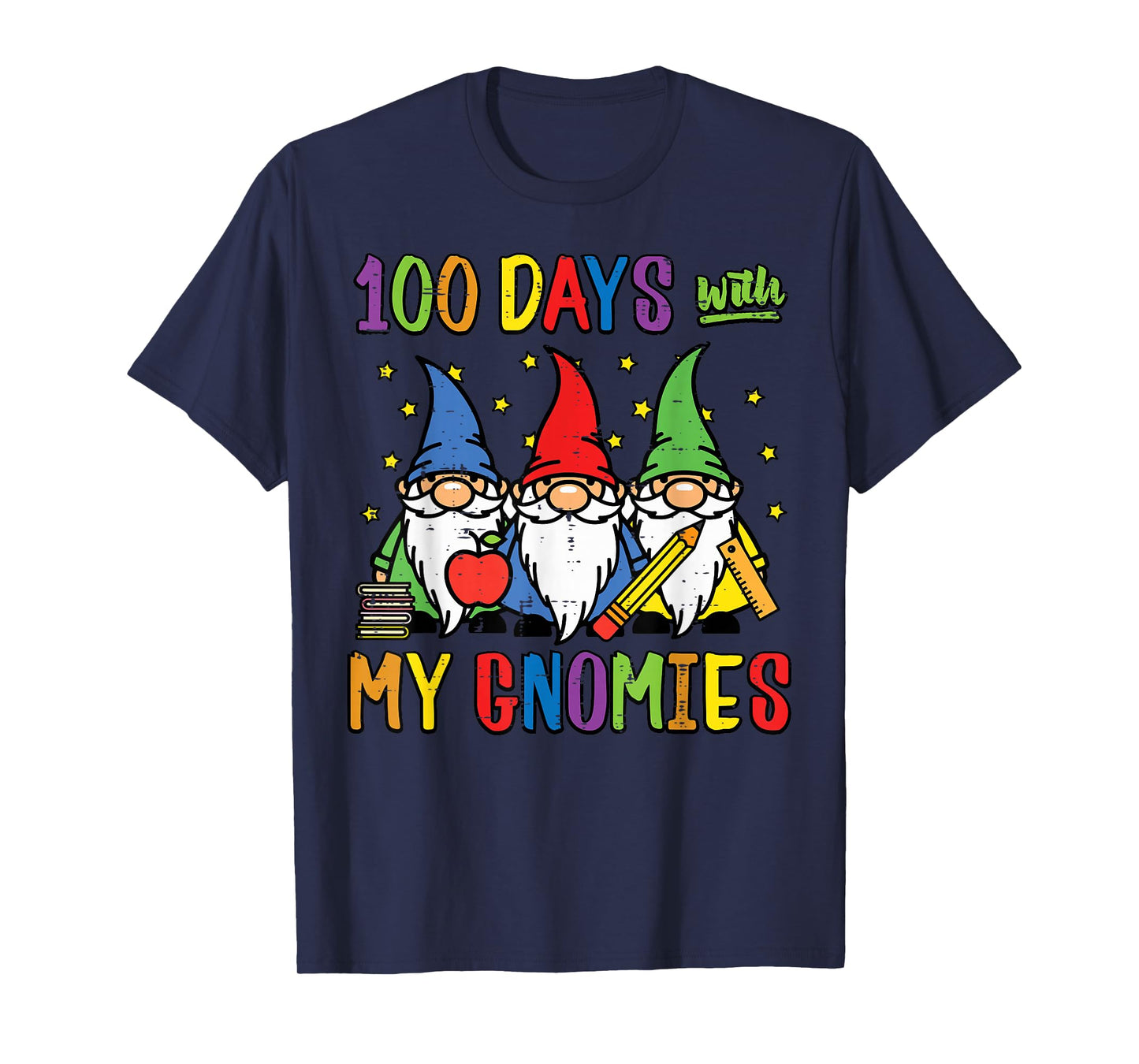100 Days of School with Gnomies Funny 100th Day Women Kids T-Shirt