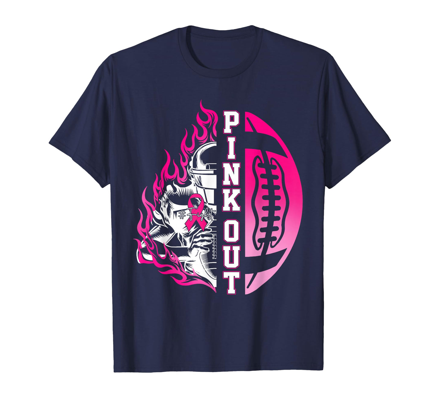 in October We Wear Pink Football Breast Cancer Awareness T-Shirt