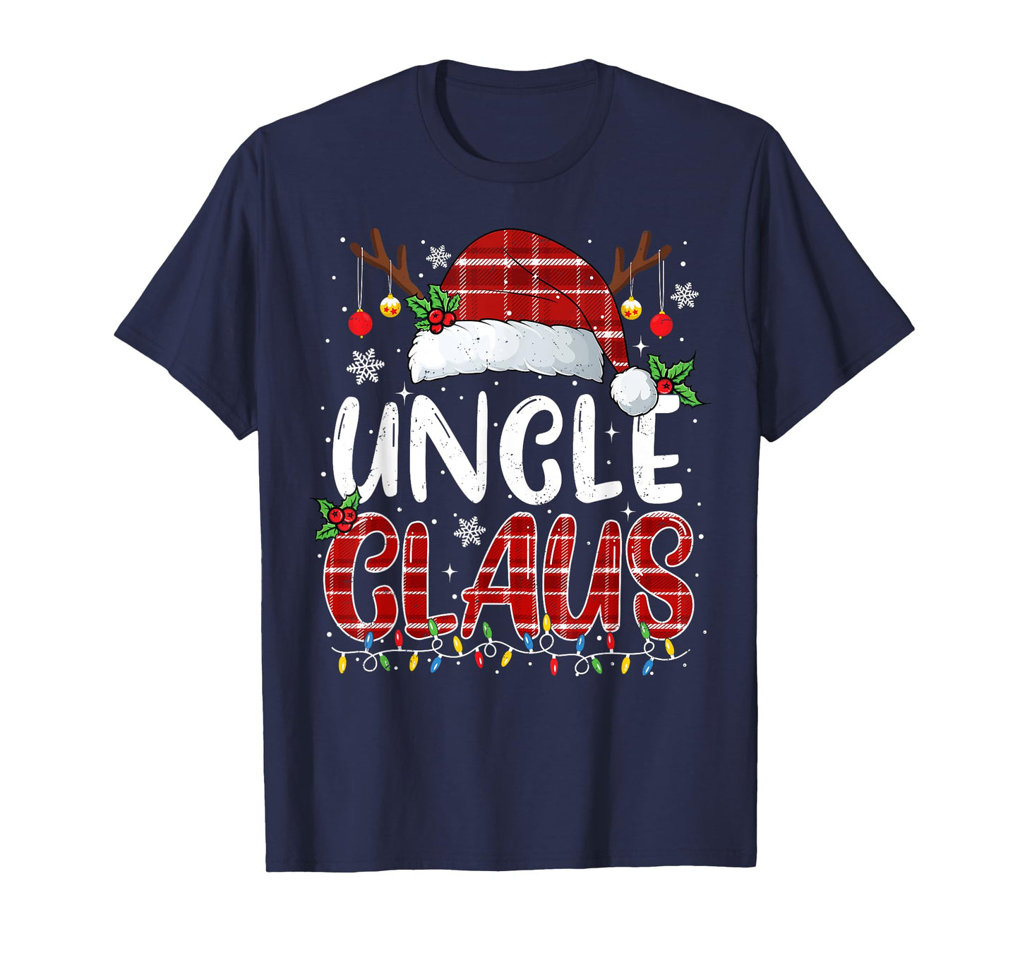 Uncle Claus Christmas Lights Pajama Family Matching T-Shirt