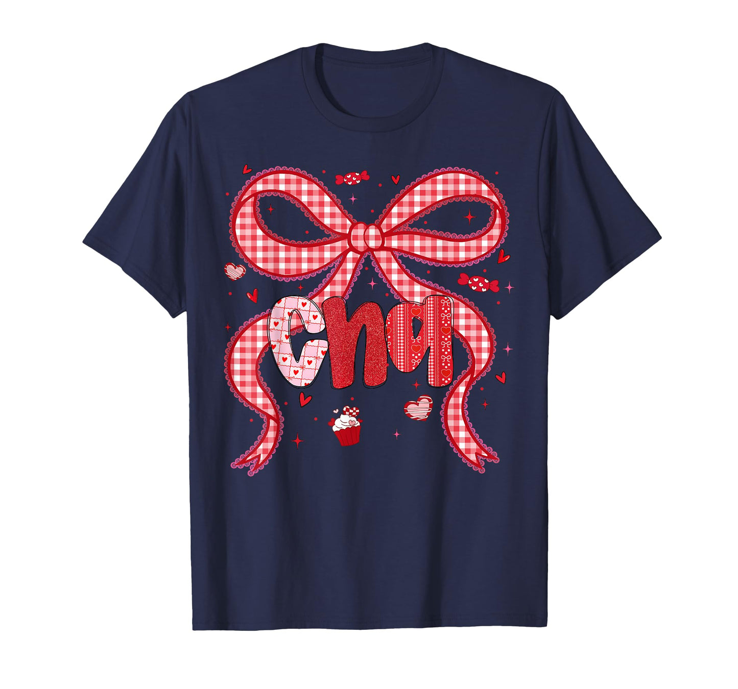 Valentine CNA Nurse Coquette Bow Stethoscope Girl Women T-Shirt
