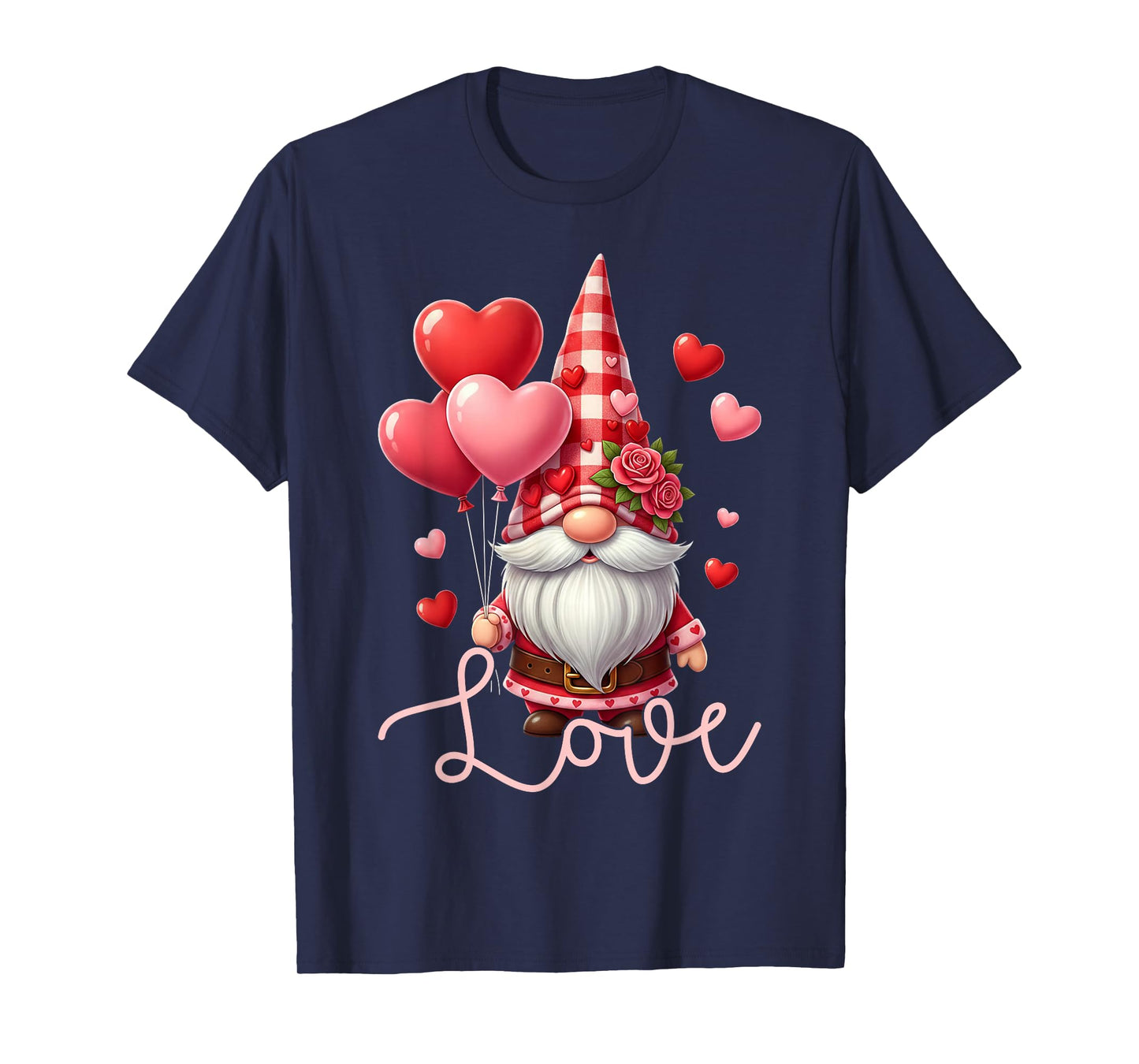 Love Valentines Gnomes Cute Red Hearts Gnome Women Girls T-Shirt