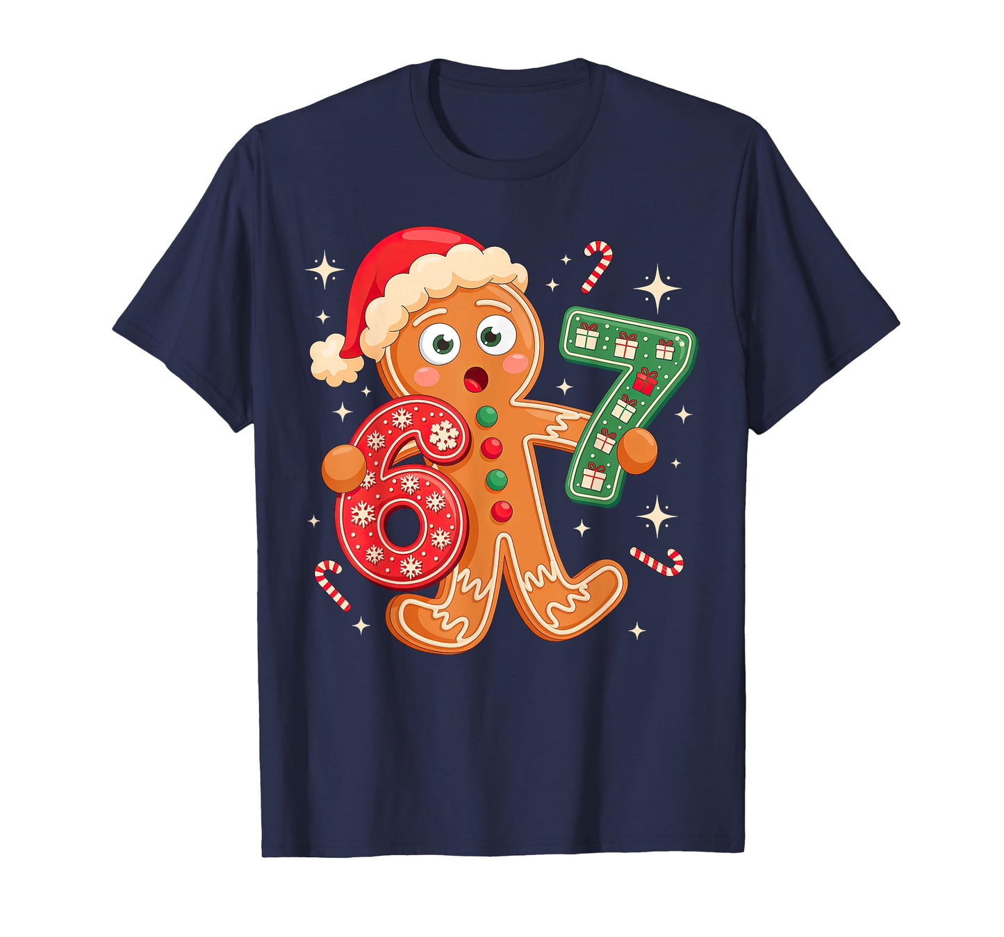 Gingerbread Six Seven 67 Meme 6 7 Christmas T-Shirt