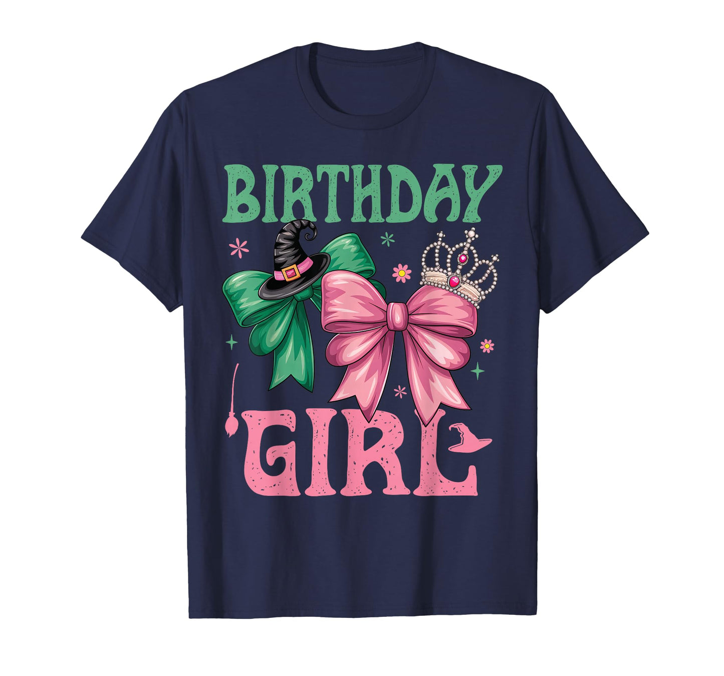 Birthday Girl Pink and Green Birthday Witch Women Girl Kids T-Shirt