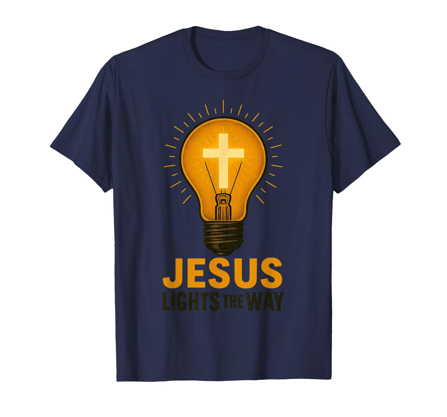 Jesus Lights The Way Cross Bulb Christian Religious Faith T-Shirt