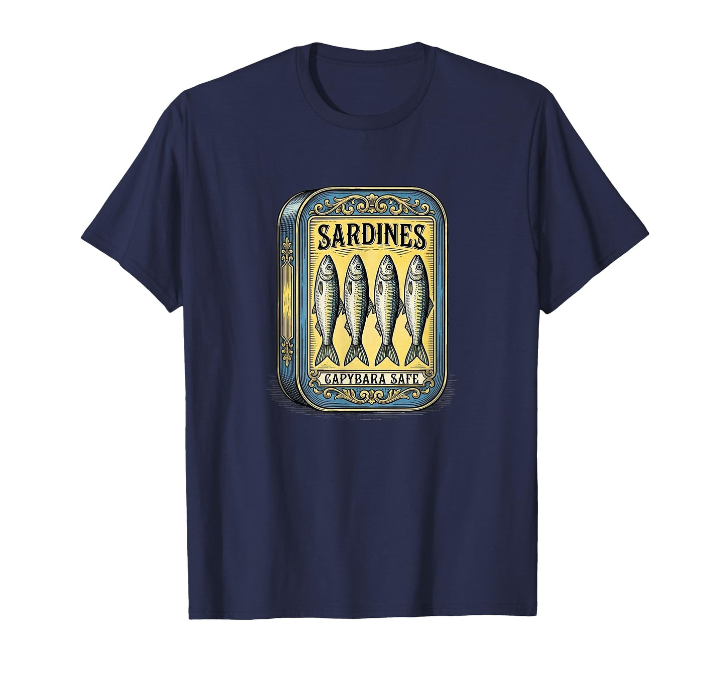 Sardines Vintage Retro Canned Fish Parody Fun Capybara Safe T-Shirt