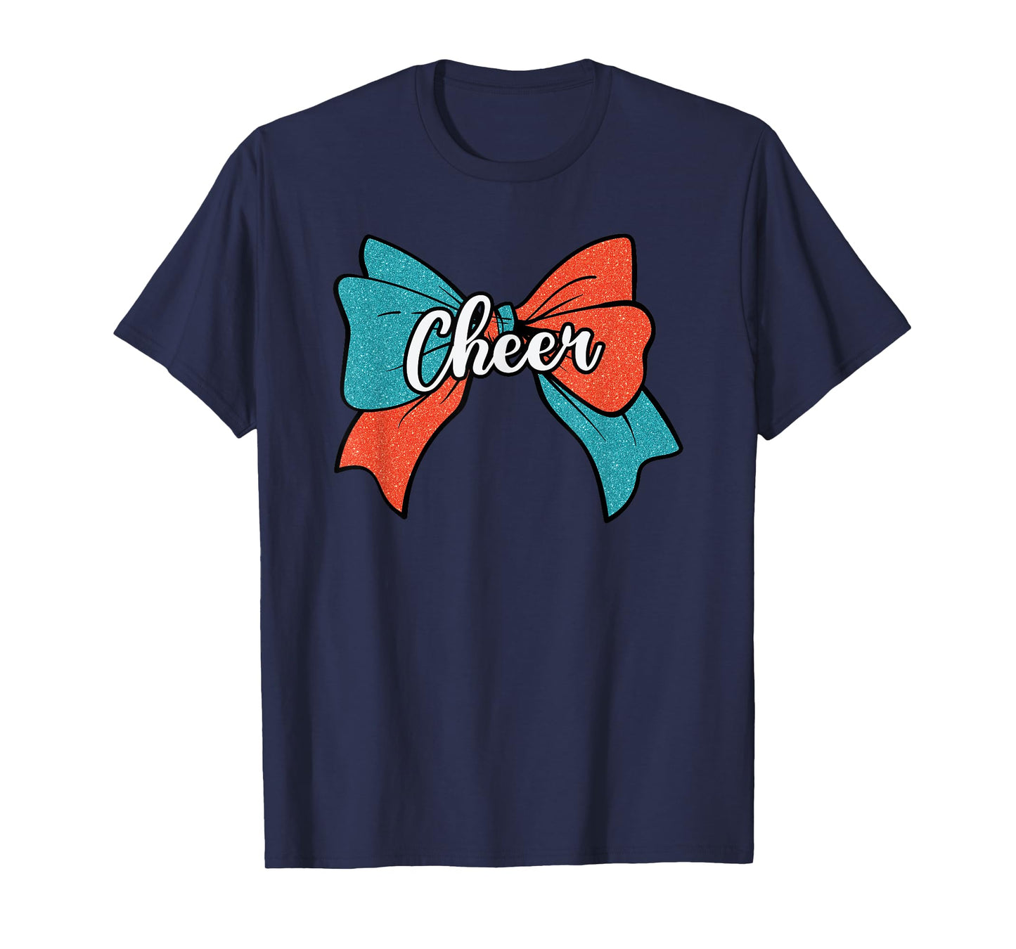 Cheer Coquette Bow Teal Blue Orange Cheerleader Cheerleading T-Shirt