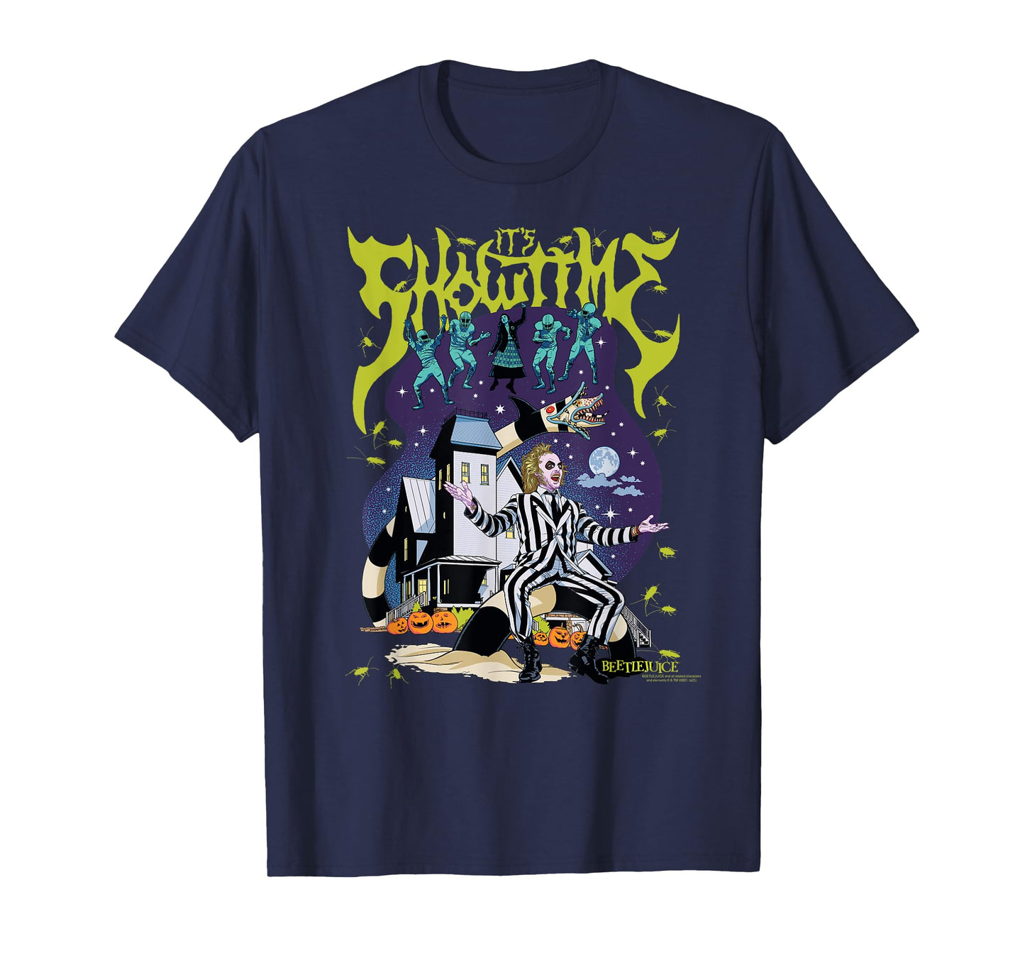 Beetlejuice It's Showtime Colorful Collage Retro Movie T-Shirt