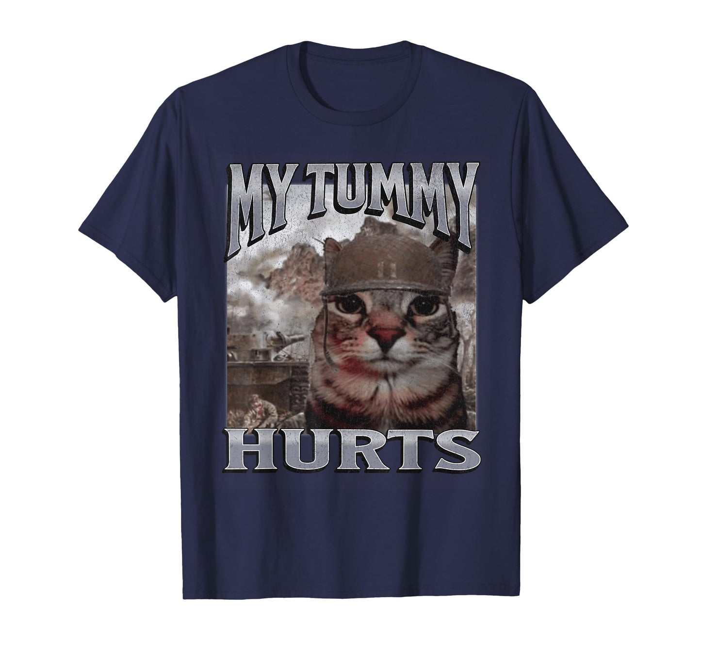 My Tummy Hurts Funny Cat Meme Bootleg Graphic T-Shirt