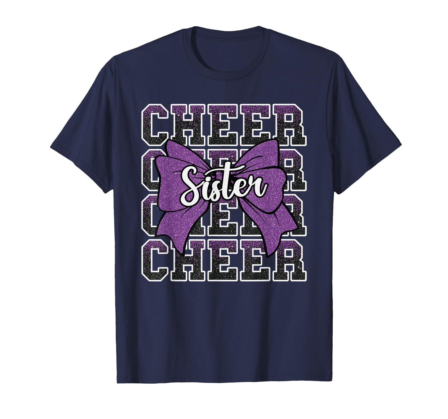 Cheer Sister Bow Sport Cheerleader Cheerleading Purple T-Shirt
