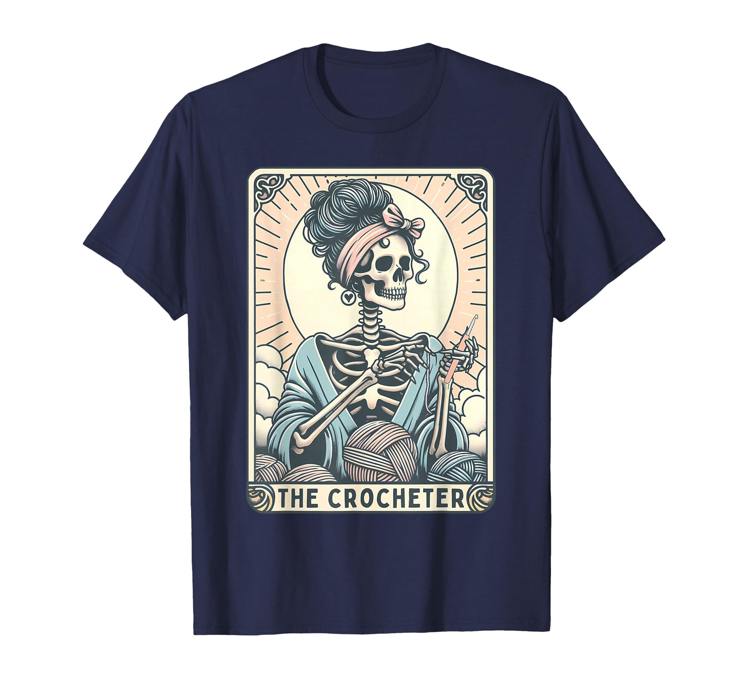 Skeleton The Crocheter Mom Tarot Card Knitter Crochet Lover T-Shirt
