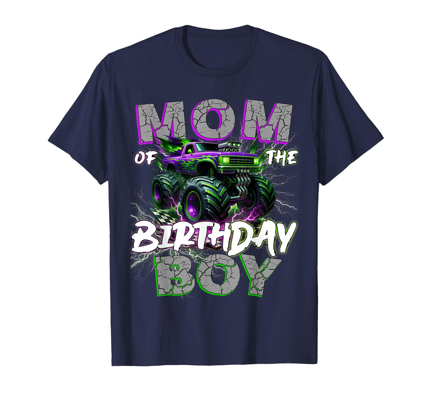 Mom Of The Birthday Monster Truck Family Matching Party T-Shirt