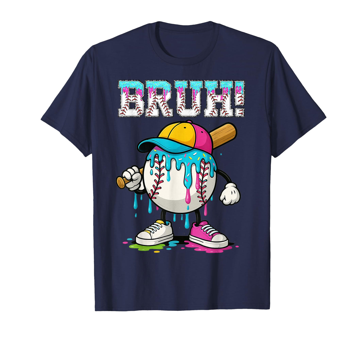 Baseball Drip Boys Bruh Ice Cream Bruh Meme For Son Grandson T-Shirt