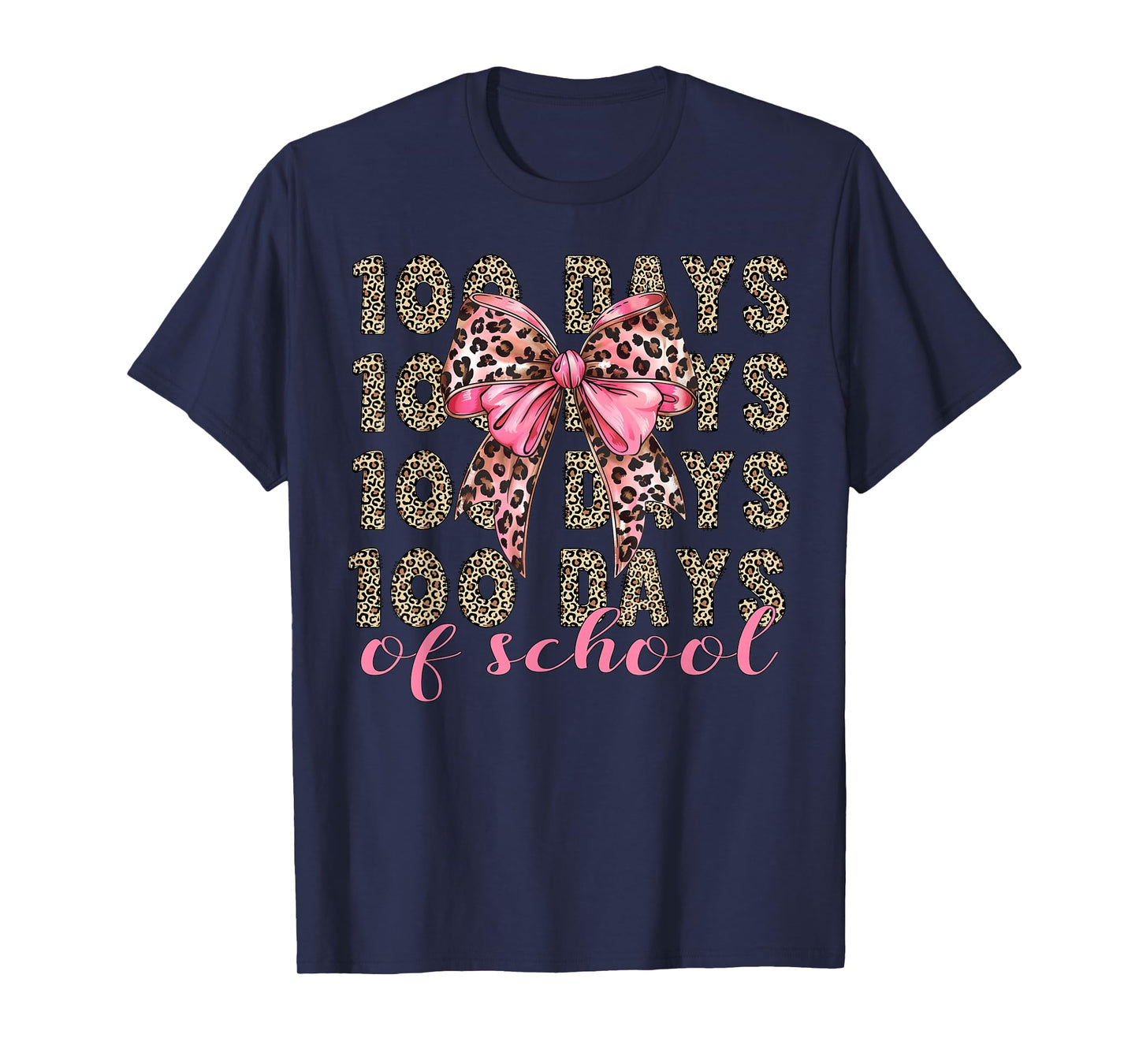 I Survived 100 Days of School 100th Day of School Leopard T-Shirt