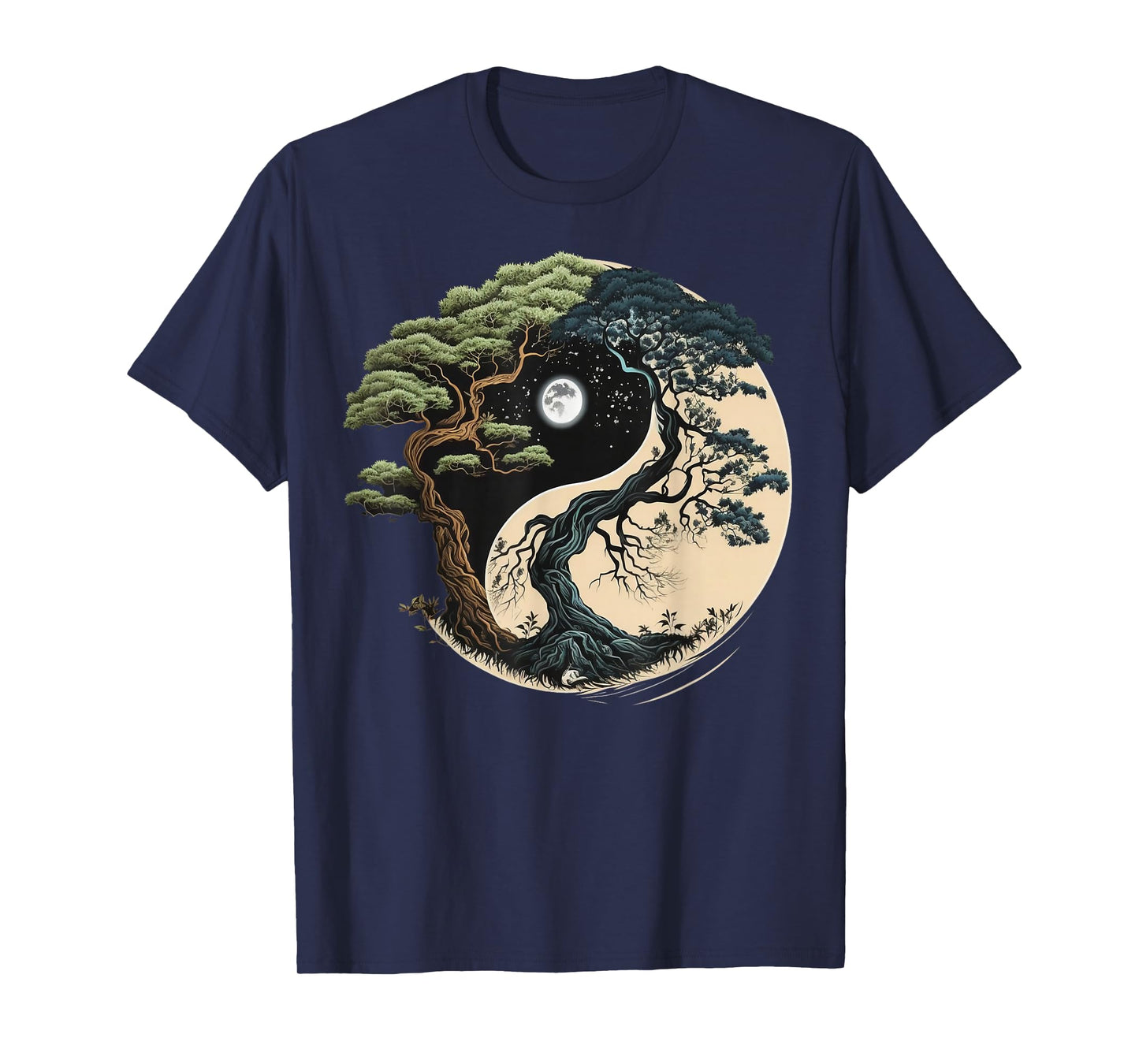 Yin Yang Tree of Life on Buddhist Bonsai Tree T-Shirt