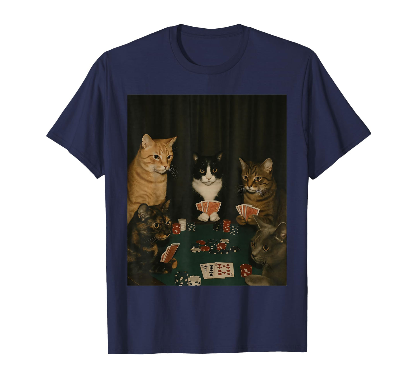 Cats Playing Poker Meme Funny Kitten Meme Stupid Brainrot T-Shirt