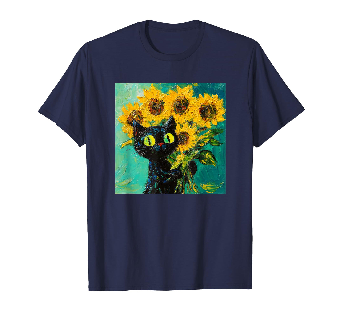 Funny Style Van Gogh Sunflowers Women Men Girl Boy Cat T-Shirt