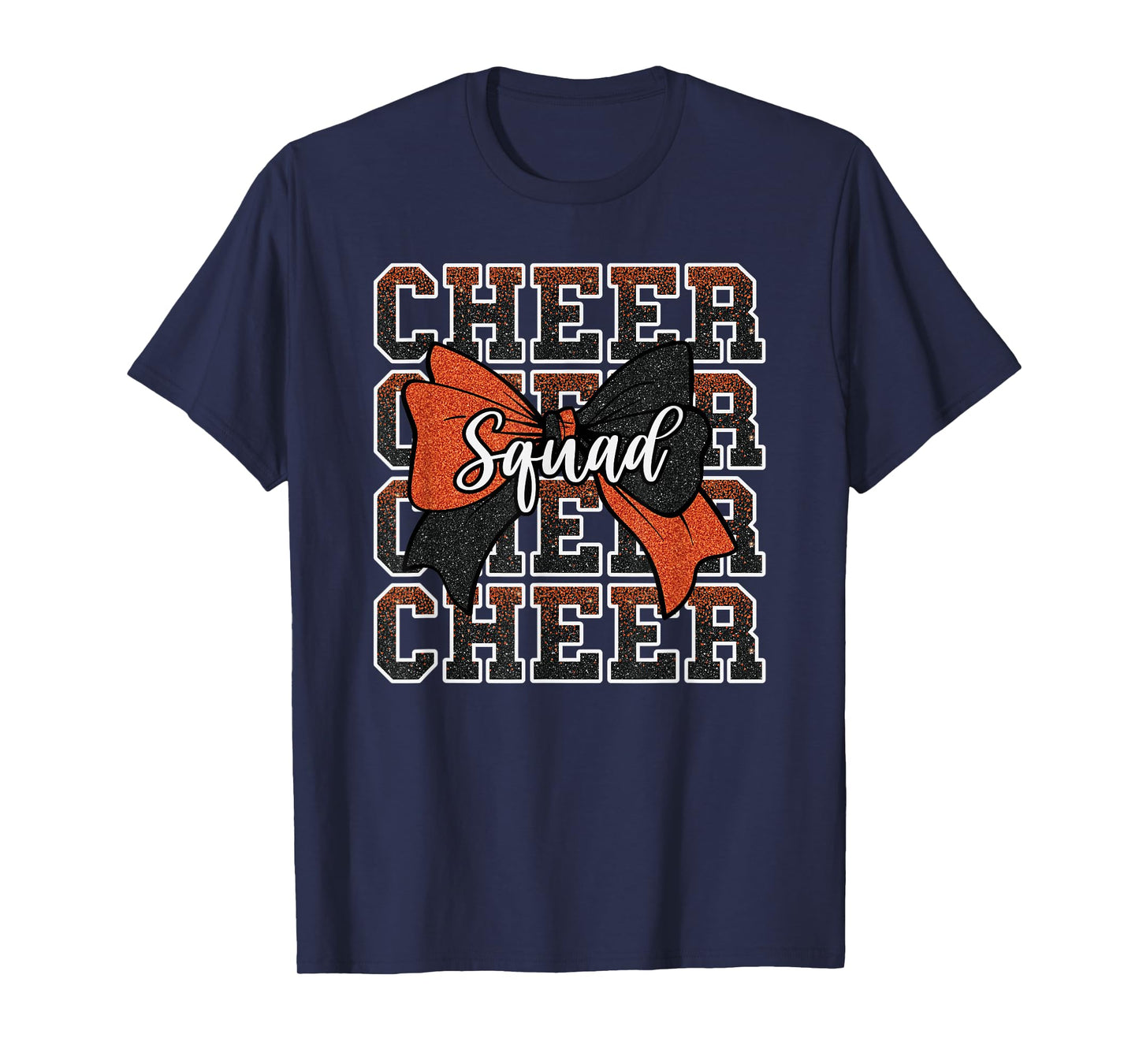 Orange Black Bow Cheer Squad Sport Cheerleader Cheerleading T-Shirt