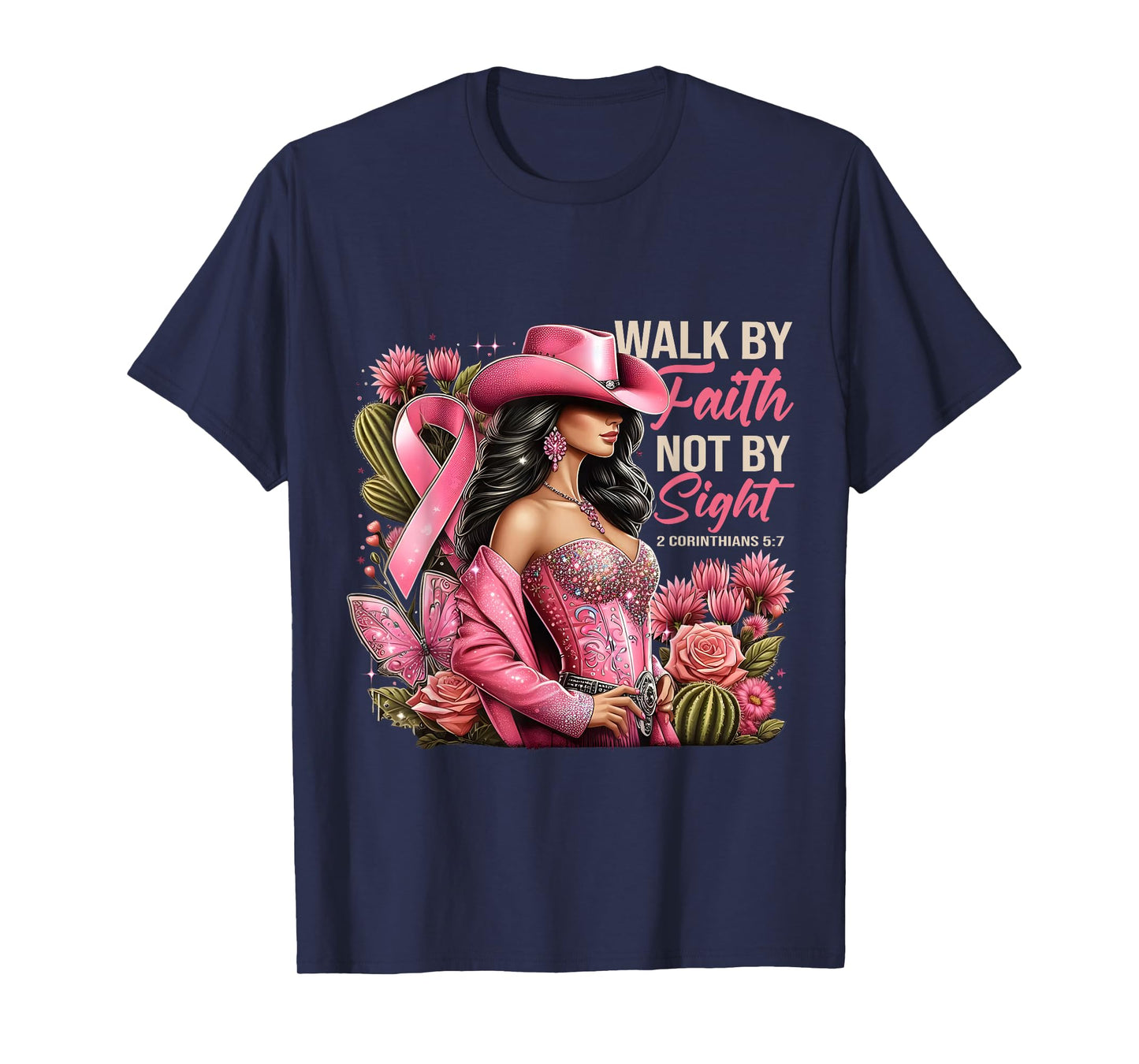 Walk by Faith Breast Cancer Awareness Cowgirl T-Shirt