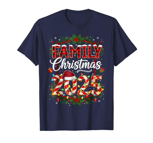 Family Christmas 2025 Xmas Lights Santa Pajamas Holiday T-Shirt