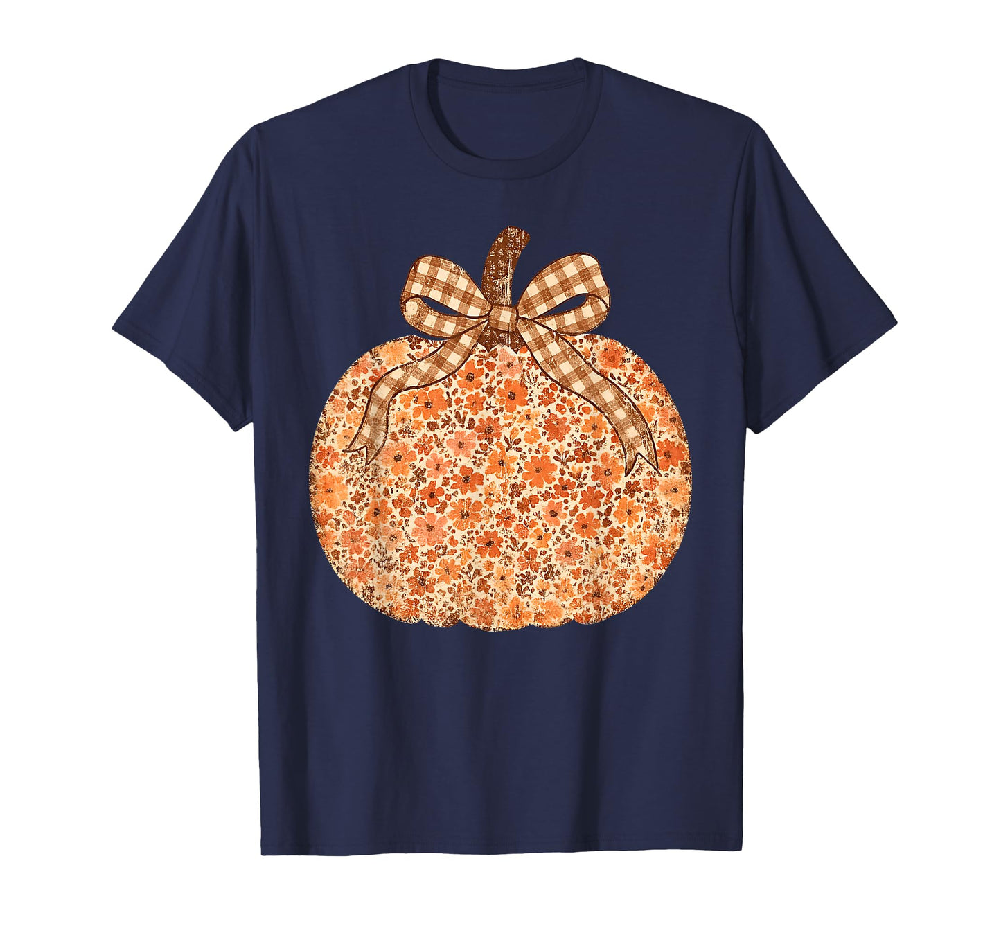 Coquette Bow Pumpkin Wildflower Thanksgiving Autumn Fall T-Shirt