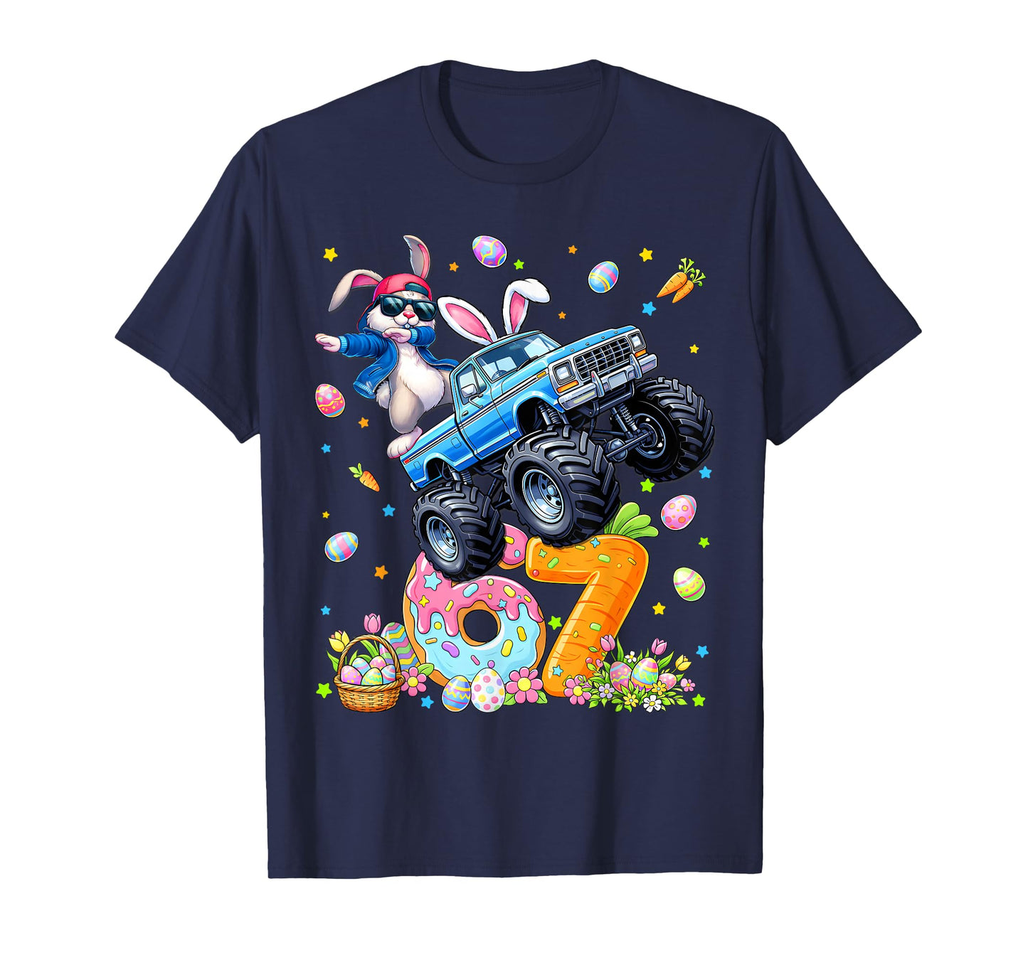 Funny Monster Truck Dabbing Rabbit Easter Bunny Men Boy T-Shirt