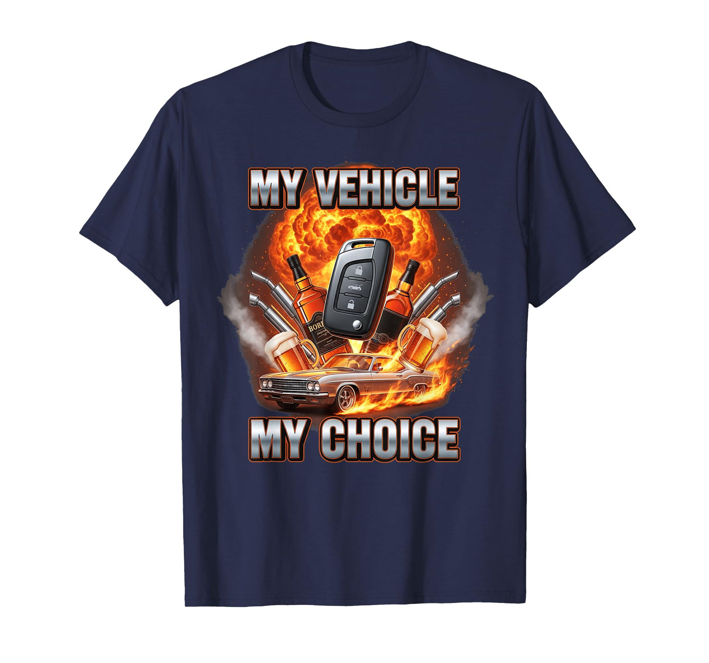 Bootleg My Vehicle My Choice Car Key Drinking Driving Meme T-Shirt