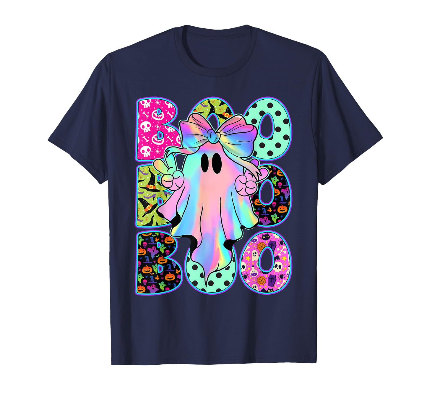 Funny Cute Boo Ghost Spooky Season Glow in Halloween Night T-Shirt
