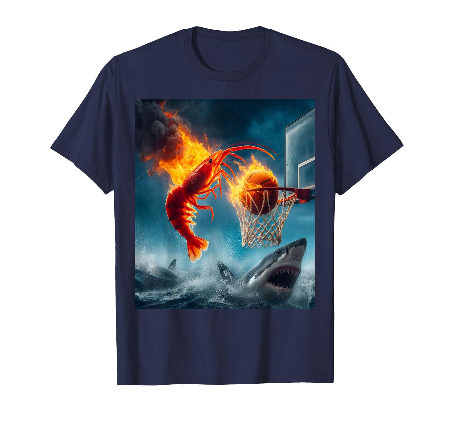 Shrimp Dunking on Shark Funny Fishing Meme T-Shirt