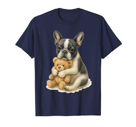 Cute French Bulldog AKA Frenchie Hugs Teddy Bear T-Shirt